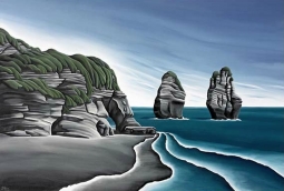 Taranaki Cliffs Canvas Art Print by Diana Adams