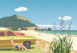 Golden Holden at Mt Maunganui Art Print by Rosie Louise and Terry Moyle