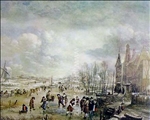 Skating on the Dike by Aert Van Der Neer
