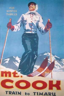 Mt Cook - For Winter Thrills Vintage Poster