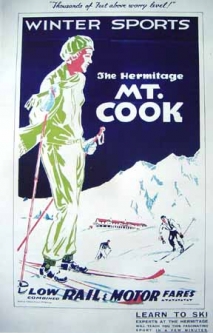 Mt Cook - Winter Sports Vintage Poster