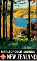 Marlborough Sounds NZ Vintage Poster