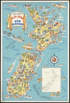 Vintage Fun Map of NZ
