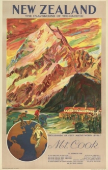 Mt Cook Vintage Poster - Playground of the Pacific