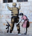 Girl Frisking Soldier by  Banksy