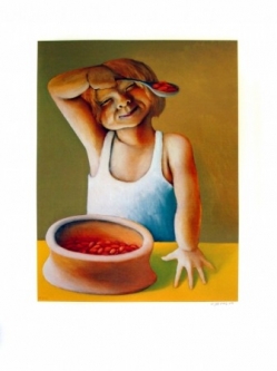 Sarah with baked beans by Michael Smither