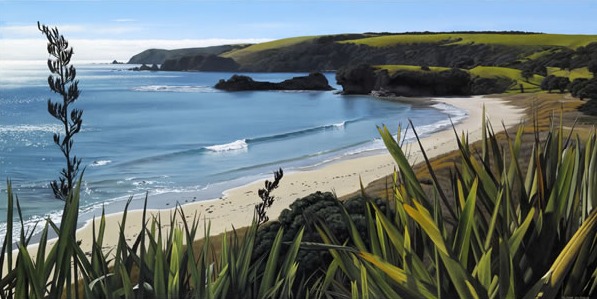 Canvas Art Print by Alison Gilmour &quot;Beach at Tawharanui&quot; for Sale - New Zealand Art Prints