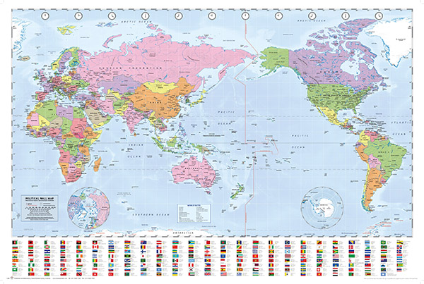 World Map with NZ at Centre | Wall Poster for Sale