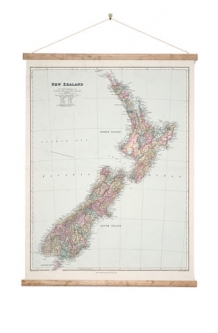 Vintage NZ Wall Map - Ready to Hang
