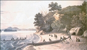 Village in Astrolabe Bight by Louis Auguste de Sainson