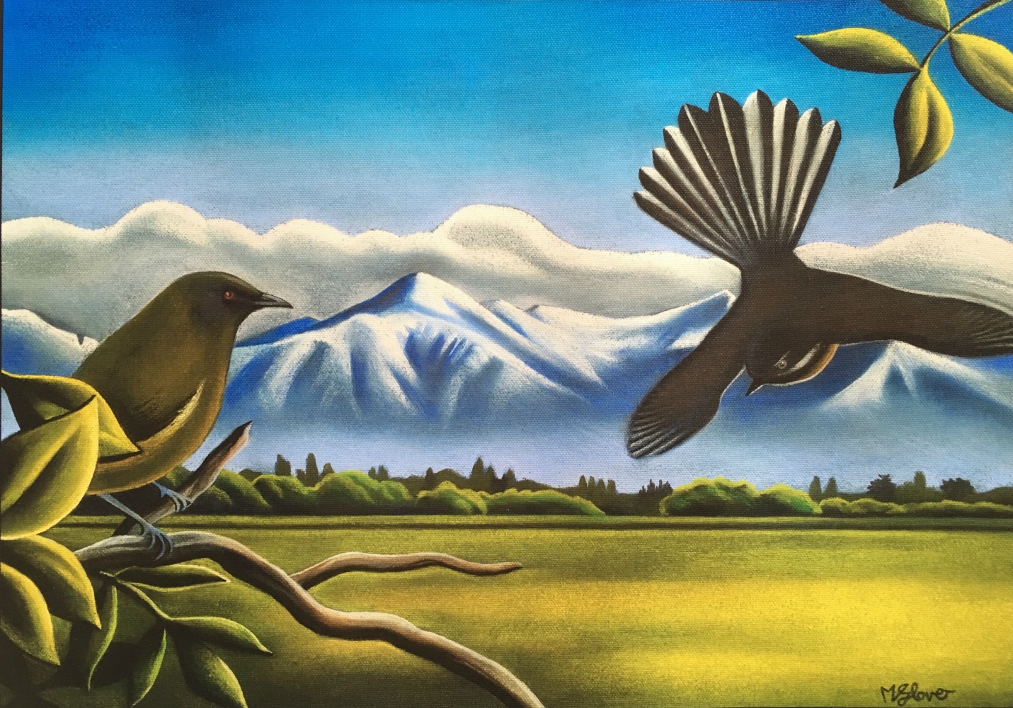 Contemporary NZ artist canvas art print for sale Southern Spring by