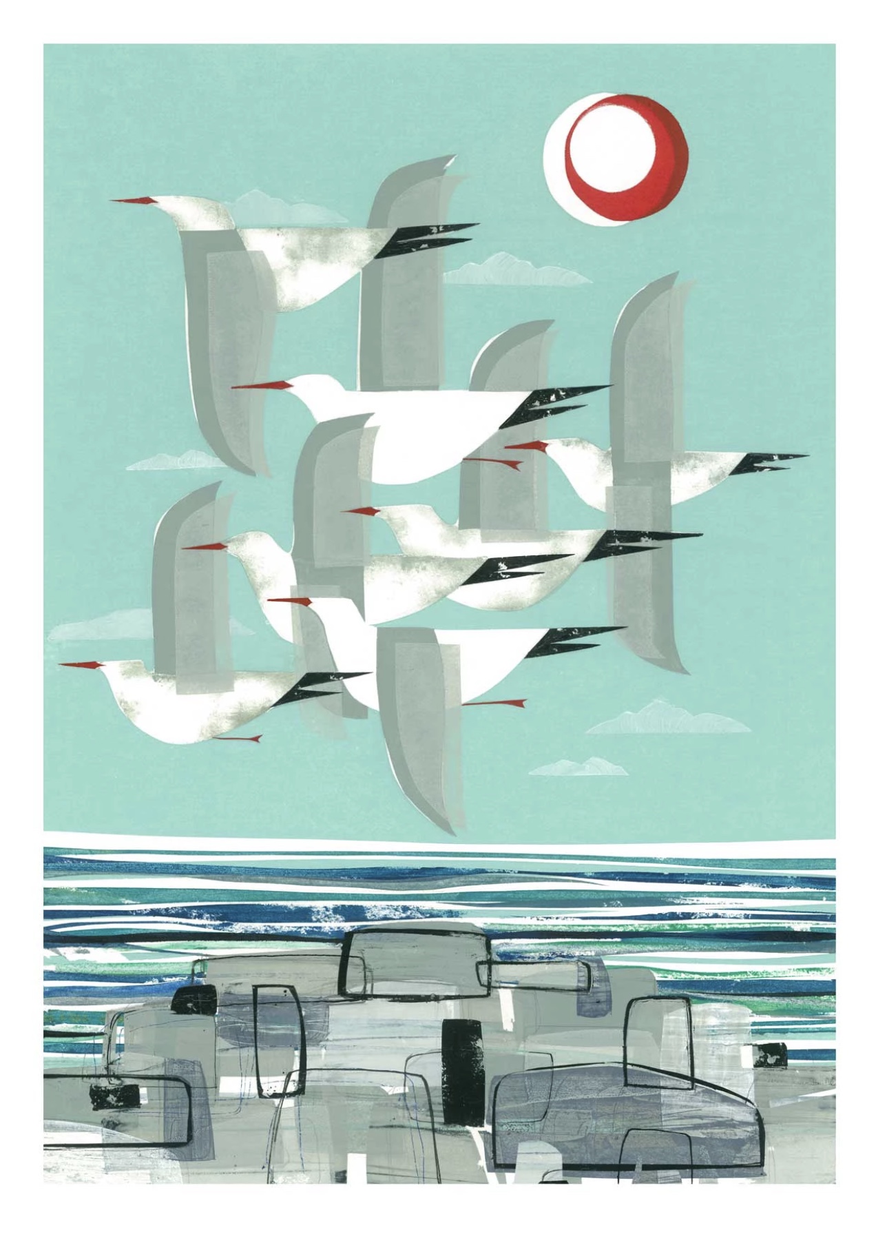 Coastguards Fine art print for sale online by contemporary NZ artist