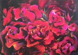 Red Roses in Bloom Art Print