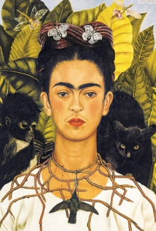 Self Portrait with Animals by Frida Kahlo