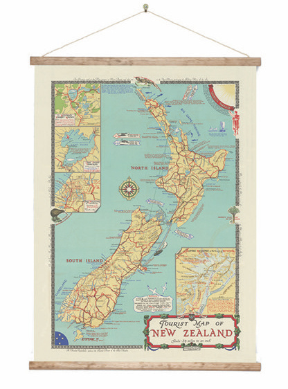 Vintage NZ Map Print - Ready to Hang Canvas Wall Art