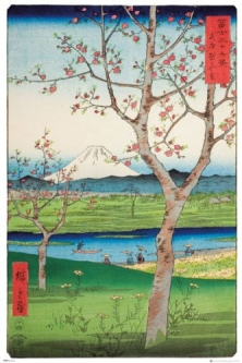 Größe 91,5x61 cm Hiroshige Poster Plakat Druck Mount Fuji Koganei Bridge 