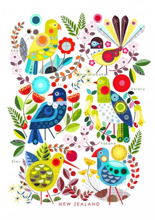 Native NZ Flora & Fauna Modern Art Print Buy online direct from New