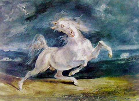 Tiger Attacking A Horse Painting By Ferdinand Victor Eugene Delacroix