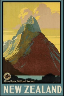 Milford Sound Vintage NZ Travel Poster: New Zealand Fine Prints