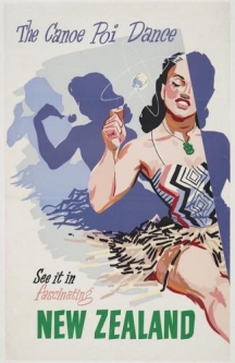 The Canoe Poi Dance Vintage NZ Travel Poster