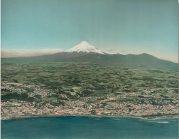 Handcoloured Photograph of New Plymouth/Mt Taranaki by Whites Aviation