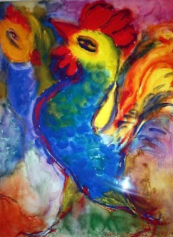 Strutting Rooster Giclee print by Jane Evans