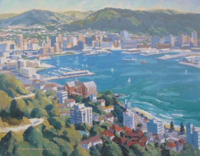 Wellington from Mt Victoria by Bill MacCormick New Zealand Fine Prints