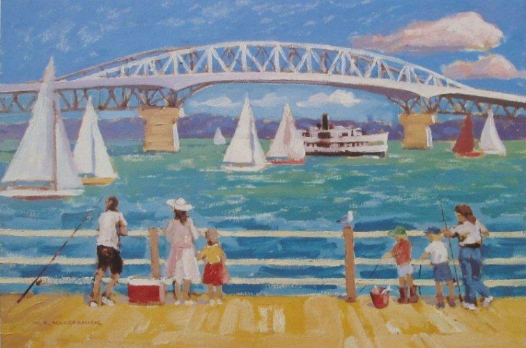 Print of Auckland Harbour Bridge for Sale by NZ artist Bill MacCormick
