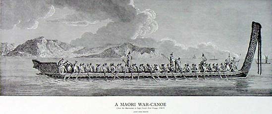 Maori War Canoe by Sydney Parkinson: New Zealand Fine Prints