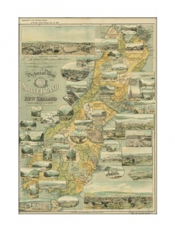 Vintage South Island Map Print