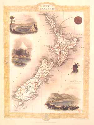 Vintage New Zealand Old Map Original Gift Home Decor Art Poster Print