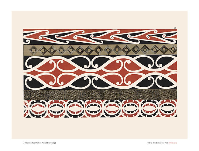 Diseño maorí en paisaje.