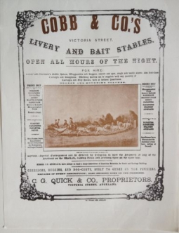 Cobb & Co's Livery and Bait Stables Vintage Letterpress Poster