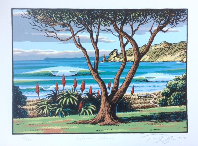 Wainui Waves Limited Edition Print by Tony Ogle New Zealand Fine Prints