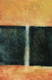 Light falling through a dark landscape by Colin McCahon