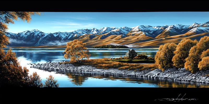 “Lake Tekapo, Autumn” - Art print on canvas by NZ painter Dale