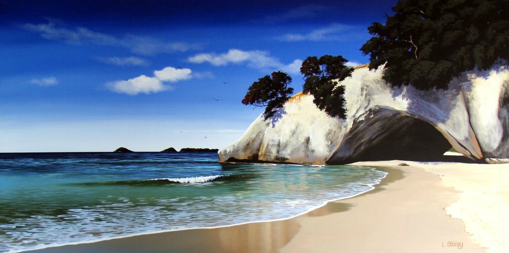 Cathedral Cove Print on Canvas by Linelle Stacey: New Cathedral Cove Print on Canvas by Linelle Stacey: New