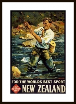 Framed Vintage Fly Fishing Poster