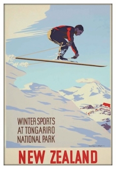 Framed Vintage Ski-ing Poster