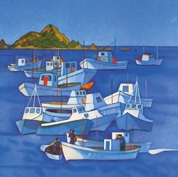 Boats, Island Bay by Rita Angus